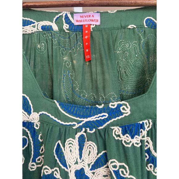 Never A Wallflower Square Neck Maxi Dress in Crewel Work New With Tags XXL - Picture 5 of 11